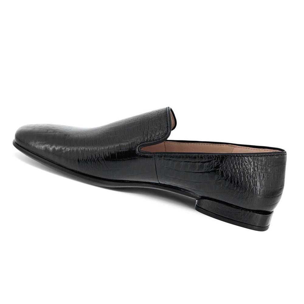 Women's Ecco Anine Squared Smoking Loafers Black | Canada 154GSO